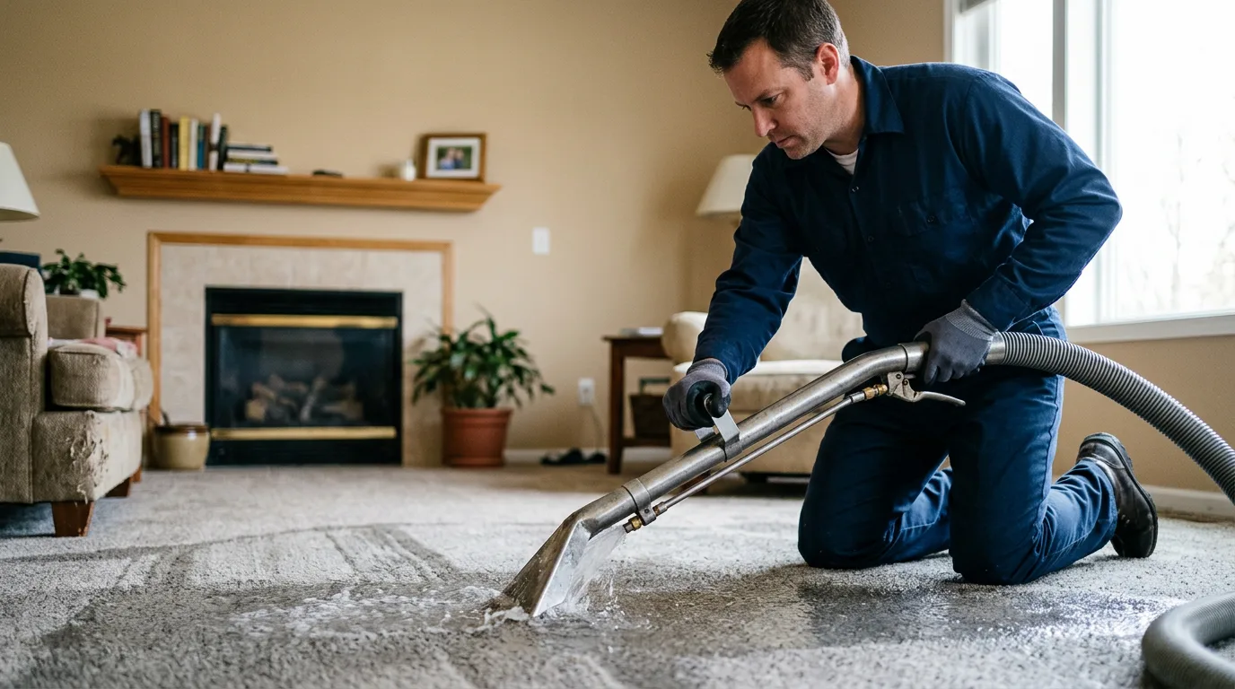 Water damage restoration technician working near Rex, GA
